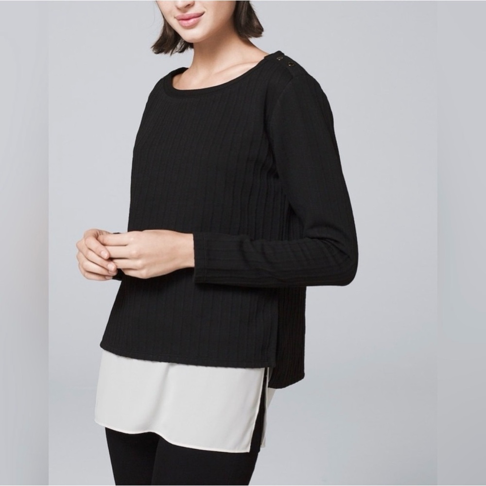 White House Black Market Mixed-Media Sweater View 2